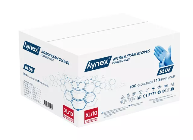 Een Handschoen Hynex XL nitril blauw pak à 100 stuks koop je bij QuickOffice BV