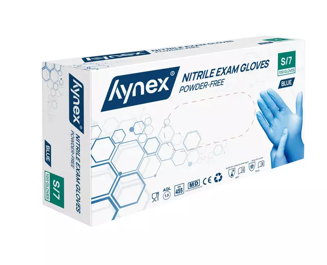 Een Handschoen Hynex S nitril blauw pak à 100 stuks koop je bij QuickOffice BV