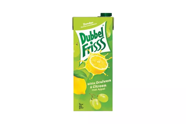 Een Fruitdrank DubbelFrisss witte druif citroen pak 1500ml koop je bij Schellen Boek- en Kantoorboekhandel