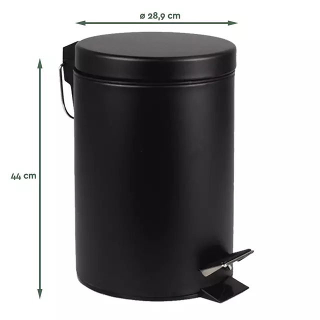 Een Afvalbak BRASQ pedaalemmer 20 liter zwart koop je bij De Joma BV