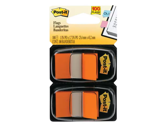 Een Indextabs 3M Post-it 680 25.4x43.2mm duopack oranje koop je bij De Joma BV