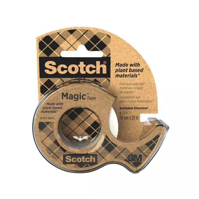 Een Plakband Scotch Magic 919 19mmx20m transparant + gerecyclede afroller koop je bij De Joma BV