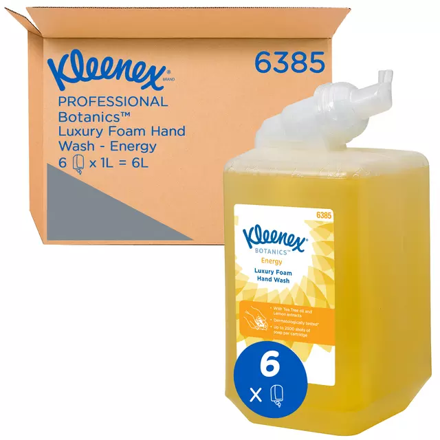 Een Handzeep Kleenex 6385 Botanics foam geel 1liter koop je bij All Office Kuipers BV