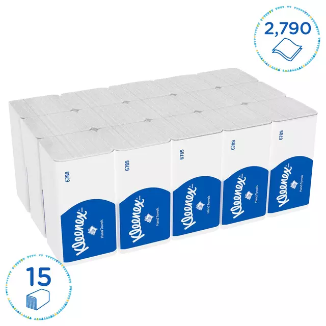 Een Handdoek Kleenex i-vouw 2-laags 21x21.5cm 15x186stuks wit 6789 koop je bij QuickOffice BV