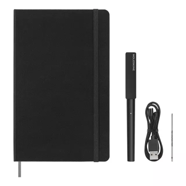 Een Smart Writing Set Pen Moleskine + Smart notitieboek large 130x210mm lijn zwart koop je bij Romijn Office Supply