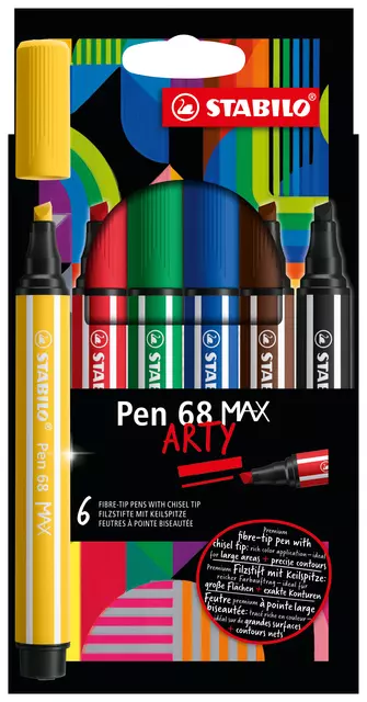 Een Viltstift STABILO Pen 68 Max Arty assorti etui à 6 stuks koop je bij De Joma BV