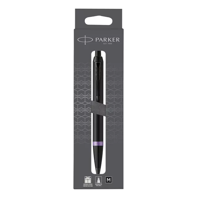 Een Balpen Parker IM black purple vibrant ring medium blister à 1 stuk koop je bij De Joma BV