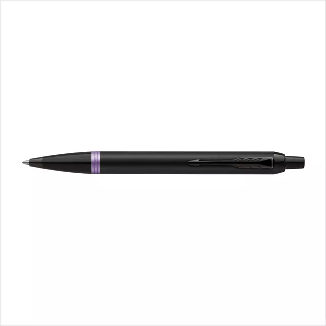 Balpen Parker IM black purple vibrant ring medium blister à 1 stuk