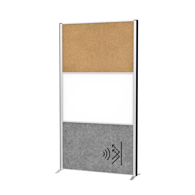 Een Scheidingswand MAUL akoestiek 100x180 akoest whiteb kurk alum.frame op voet koop je bij Quality Office Supplies