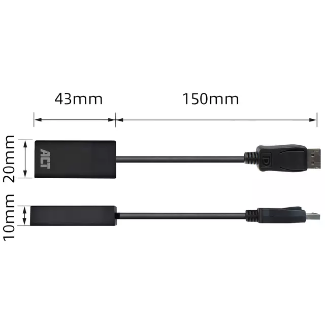 Een Adapter ACT DisplayPort naar HDMI 4K 0.15 meter koop je bij All Office Kuipers BV