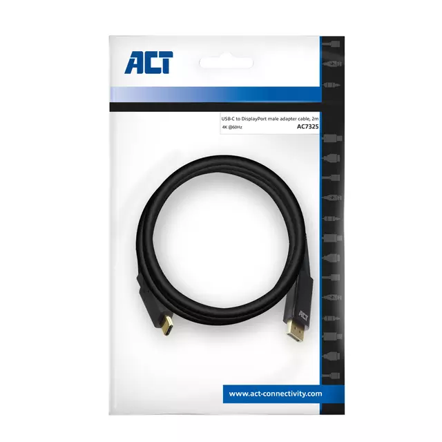Een Kabel ACT USB-C naar Displayport 60Hz 2 meter koop je bij All Office Kuipers BV