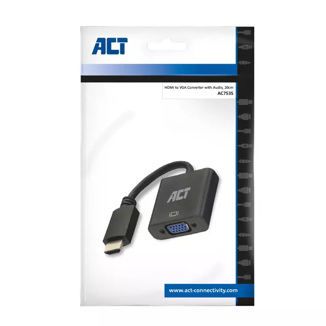 Een Adapter ACT HDMI naar VGA met audio 0.15 meter koop je bij All Office Kuipers BV