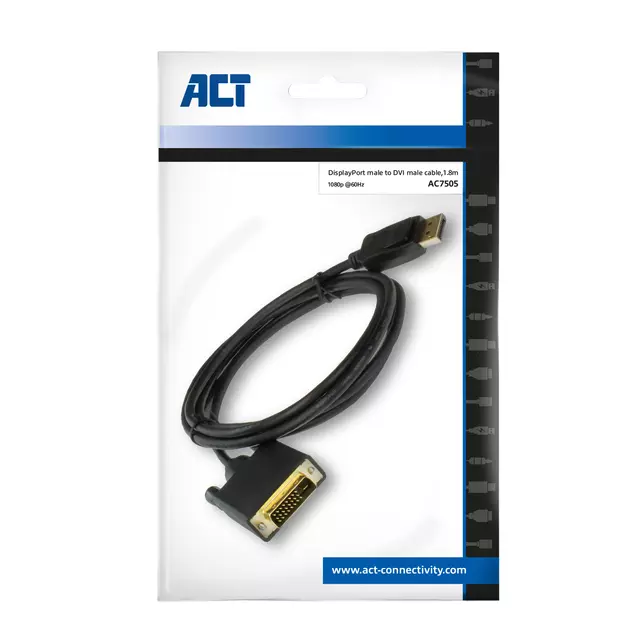Een Kabel ACT DisplayPort naar DVI 1.8 meter zwart koop je bij De Joma BV