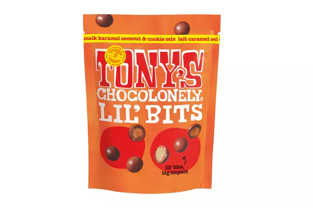 Een Chocolade Tony's Chocolonely Lil'Bits melk karamel zeezout biscuit 120 gram koop je bij All Office Kuipers BV