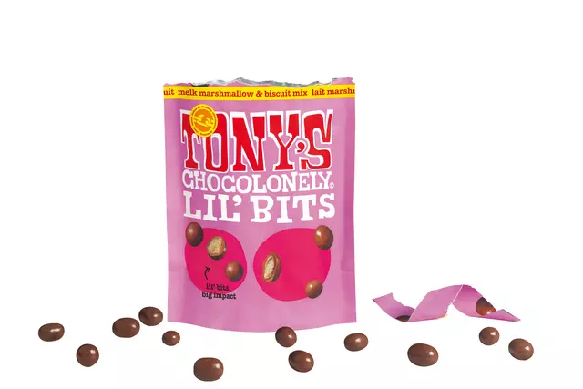 Een Chocolade Tony's Chocolonely Lil'Bits melk marshmellow biscuit 120 gram koop je bij De Joma BV