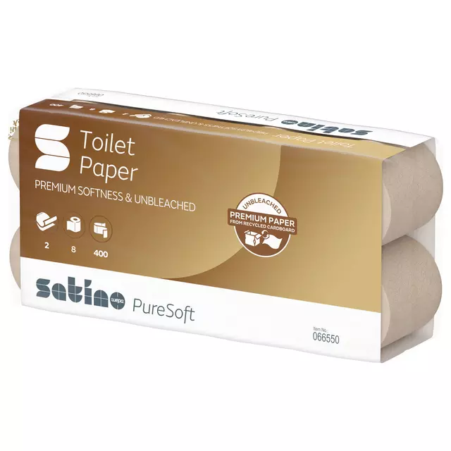 Een Toiletpapier Satino PureSoft MT1 2-laags 400vel naturel 066550 koop je bij Supply Mij