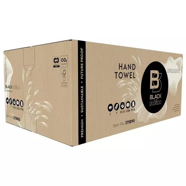Buy your Handdoek BlackSatino GreenGrow PT30 V-vouw 2-laags 250x230mm 15x214vel naturel 275890 at QuickOffice BV