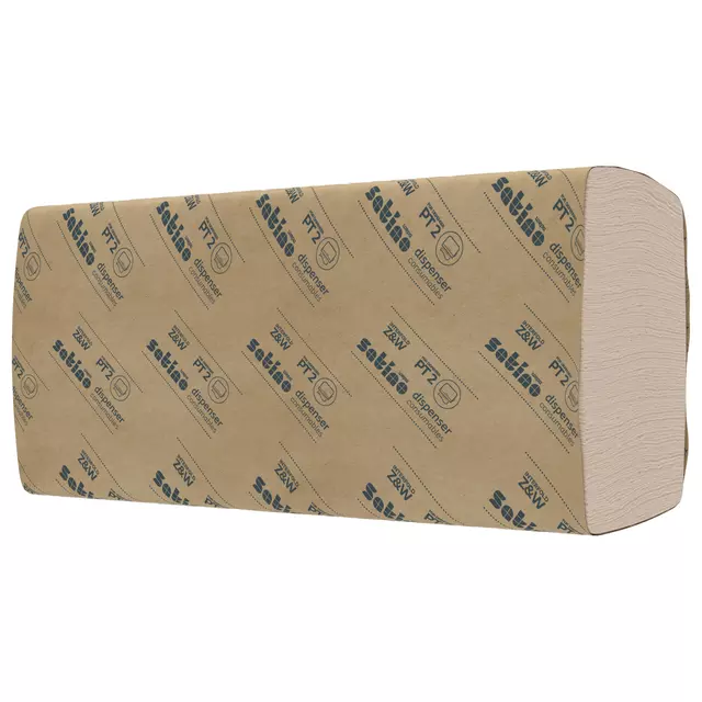 Handdoek Satino PureSoft PT2 W-vouw 2-laags 206x320mm 25x120vel naturel 277520