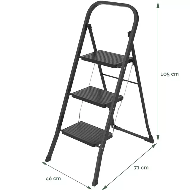 Een Huishoudtrap BRASQ 3 treden SL300 zwart koop je bij Sysdicom BV