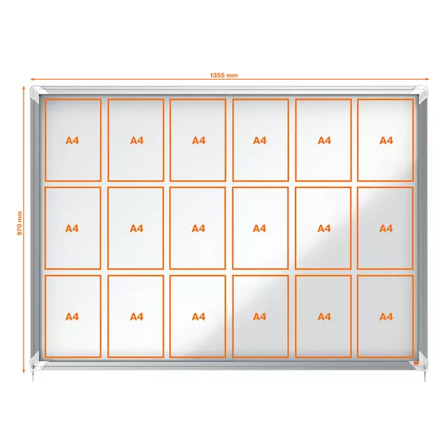 Binnenvitrine Nobo Premium Plus 18x A4 schuifdeur magnetisch