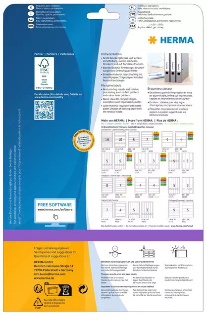 Een Rugetiket HERMA 5123 192x59mm zelfklevend wit 100 etiketten koop je bij Kantorice office & business supplies