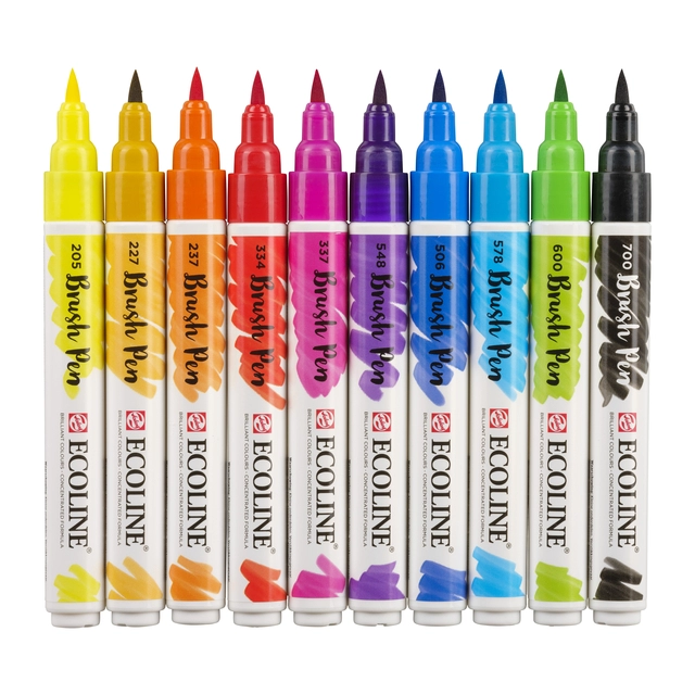 Een Brushpen Talens Ecoline set á 10 stuks assorti koop je bij Avoux