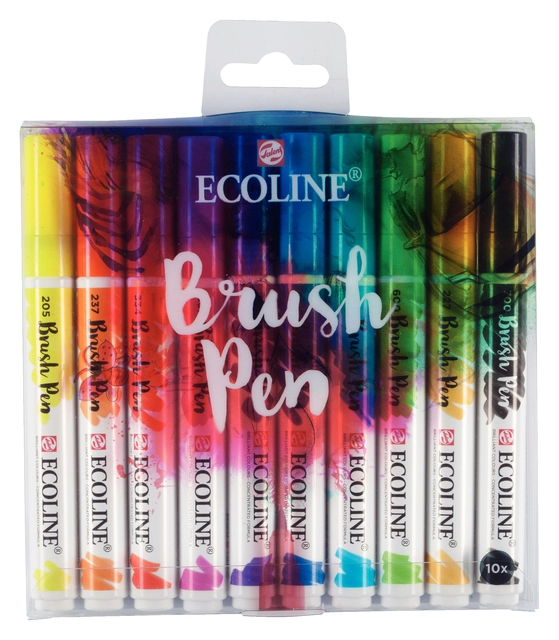 Een Brushpen Talens Ecoline set á 10 stuks assorti koop je bij Avoux