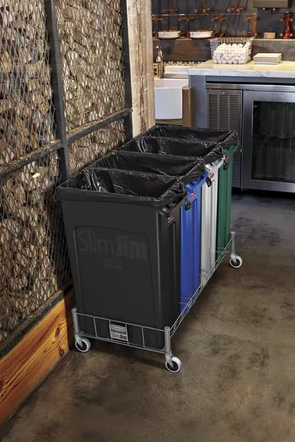 Een Afvalbak Rubbermaid Slim Jim Vented met luchtsleuven 87liter zwart koop je bij QuickOffice BV