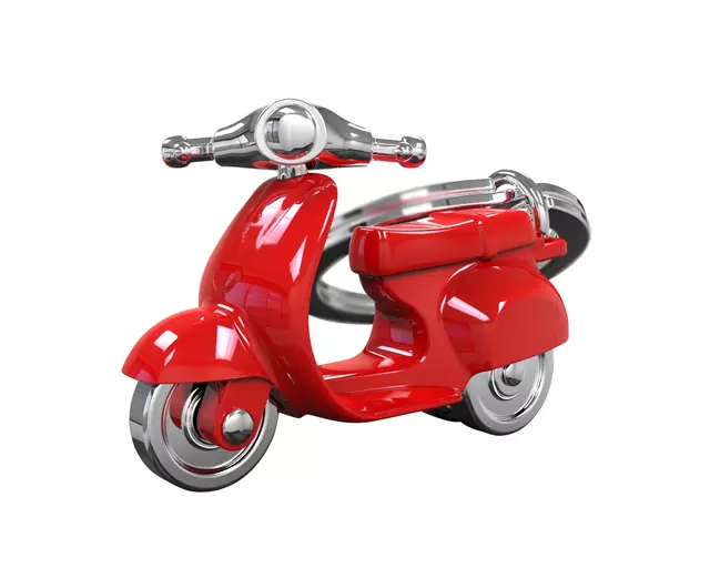 Een Sleutelhanger Metalmorphose scooter koop je bij Schellen Boek- en Kantoorboekhandel