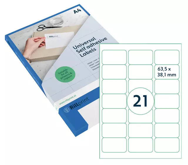 Een Etiket Rillprint 63.5x38.1mm mat transparant 525st koop je bij All Office Kuipers BV