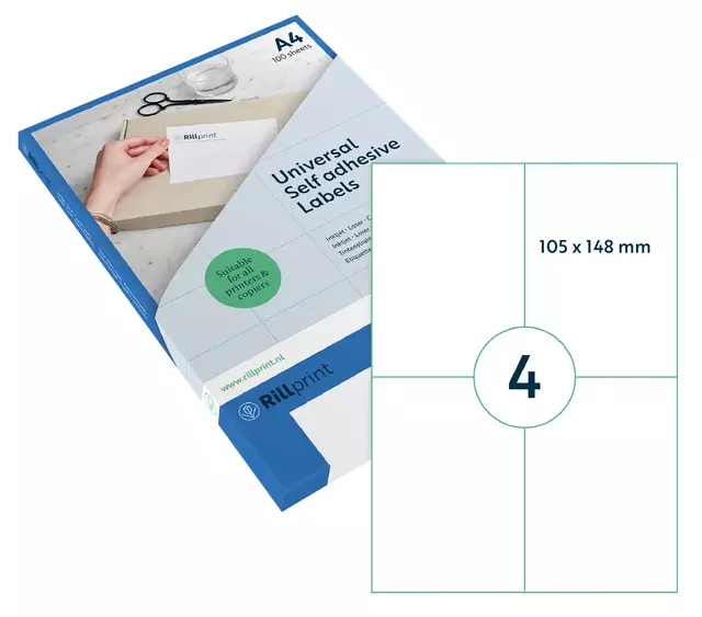 Een Etiket Rillprint 105x148mm mat transparant 100st koop je bij All Office Kuipers BV