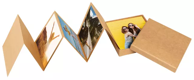 Een Leporello box walther design 11 foto's formaat 10x10cm kraft koop je bij QuickOffice BV