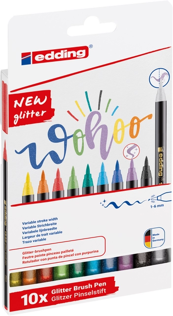 Een Brushpen edding 1340 glitter assorti set à 10 stuks koop je bij iPlusoffice