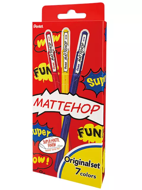 Een Gelschrijver Pentel K110 Mattehop Fun Original medium assorti blister à 7 stuks koop je bij D. Sonneveld B.V.