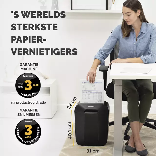 Een Papiervernietiger Fellowes Powershred LX50 snippers 4x37mm zwart koop je bij "De Waal" Kantoor Efficiency