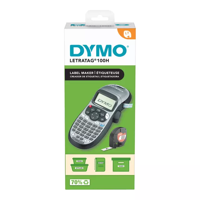 Een Labelprinter Dymo LetraTag 100H draagbaar abc 12mm zilverkleurig special edition koop je bij De Joma BV
