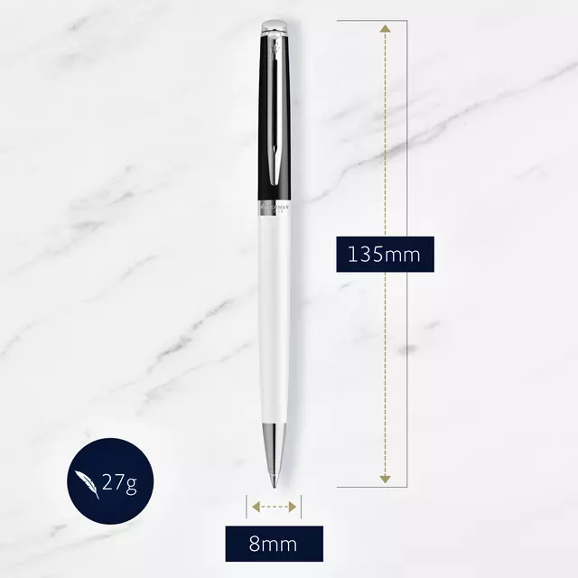 Een Balpen Waterman Hemisp Colour Block CT M zw-wt koop je bij Egner kantoorspecialisten