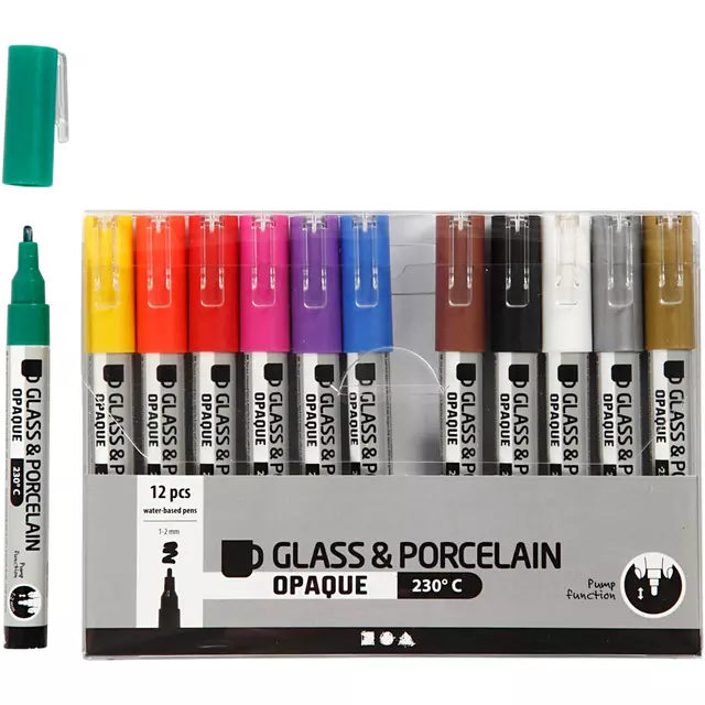 Een Glas porseleinstiften Crea Comp 1-2mm 12 kleuren koop je bij All Office Kuipers BV
