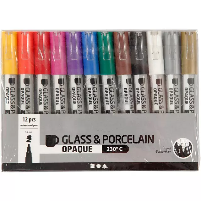 Een Glas- & Porseleinstiften Creativ Company 1-2mm set à 12 kleuren koop je bij QuickOffice BV
