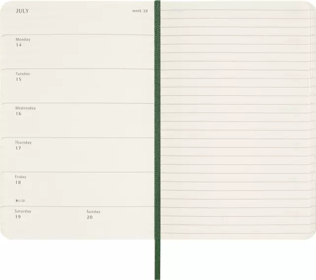 Agenda 2025 Moleskine 12M Planner Weekly 7dagen/1pagina pocket sc myrtle green