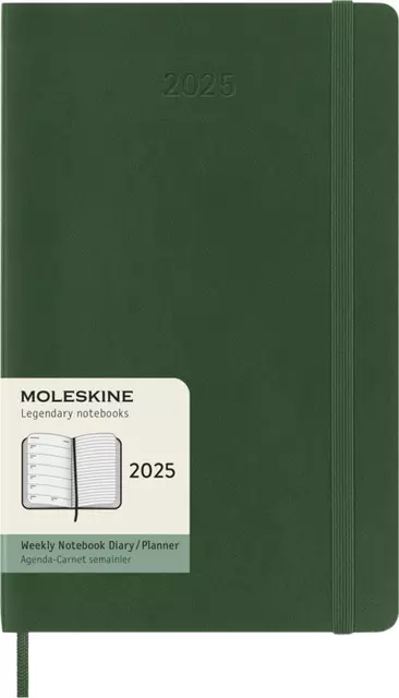 Een Agenda 2025 Moleskine 12M Planner Weekly 7dagen/1pagina large sc myrtle green koop je bij De Joma BV