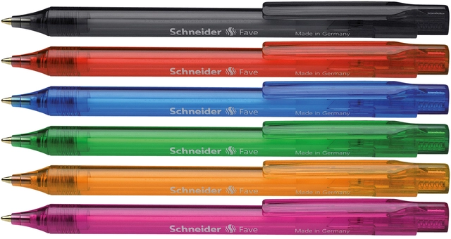 Een Balpen Schneider Fave medium assorti kleuren schrijfkleur blauw koop je bij Den Otter Kantoorpartners B.V.