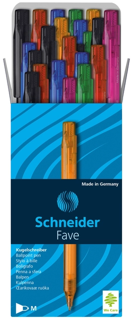 Een Balpen Schneider Fave medium assorti kleuren schrijfkleur blauw koop je bij Den Otter Kantoorpartners B.V.