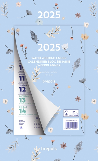 Een Weekkalender 2025 Brepols 190x130 7dagen/1pagina Fantasie assorti koop je bij Kantoorboekhandel Van Atten