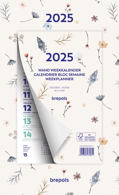 Een Weekkalender 2025 Brepols 190x130 7dagen/1pagina Fantasie assorti koop je bij Kantoorboekhandel Van Atten