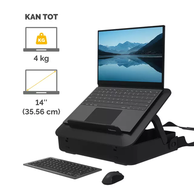 Een Laptopstandaard Draagtas Fellowes Breyta zwart koop je bij All Office Kuipers BV
