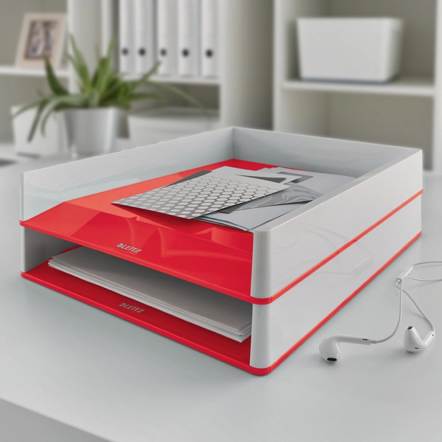 Een Brievenbak Leitz WOW A4 wit/rood koop je bij Clippz! Office Supplies