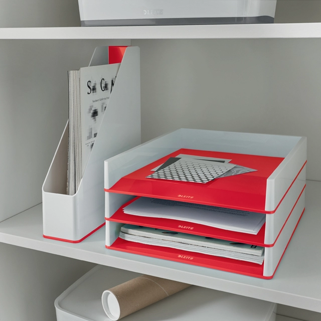 Een Brievenbak Leitz WOW A4 wit/rood koop je bij Clippz! Office Supplies