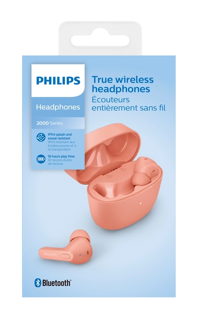 Een Oortelefoon Philips In-ear TWS TAT2206 roze koop je bij Deska Alles voor Kantoor