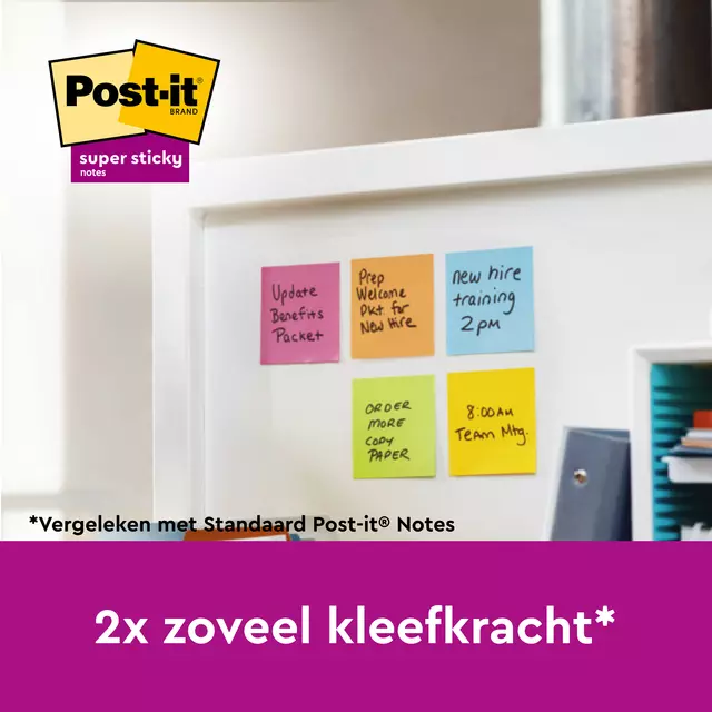 Een Memoblok 3M Post-it 4645 Super Sticky 101x152mm lijn roze koop je bij Kantoorboekhandel Van Atten